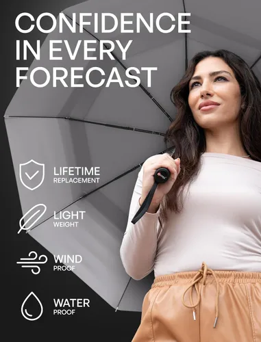 Vista 82 de REPEL Windproof Travel Umbrella - Compact & Withstands Winds up to 85MPH , Strongest Premium Auto Folding Umbrella for Rain and Sun - Durable, Light