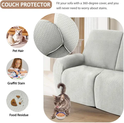 Vista 6 de ALIECOM Fundas de sofá seccional reclinable 100% impermeables en forma de L, elásticas, de esquina, funda de sofá seccional reclinable lavable, Gris