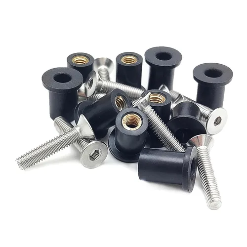Vista 4 de 24 Pares de Tuercas de Neopreno M4, Tornillos Hexagonales de Acero Inoxidable M4 x 20mm, Kit de Tuercas para Kayak, Motocicleta, Accesorios