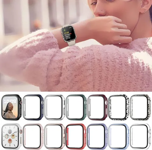 Vista 6 de Paquete de 14 fundas para Apple Watch Series 3 2 1 de 38 mm con protector de pantalla de vidrio templado, funda protectora totalmente rígida