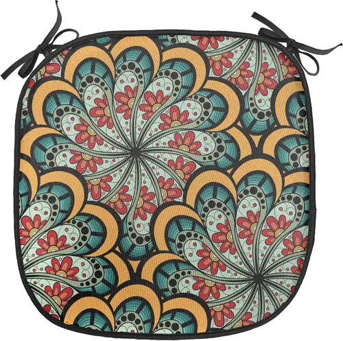 Vista 209 de Ambesonne Flamingo - Cojín de asiento para silla, diseño de fantasía exótica con elementos de vida silvestre hawaiana en colores pastel, acolchado