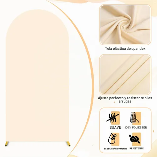 Vista 7 de FUHSY Cubierta de Arco de Boda Beige Cubierta de Arco Tela de Fondo Cubierta de Elastano de Arco de 6 Pies para Pared Arqueada Cubierta de Soporte
