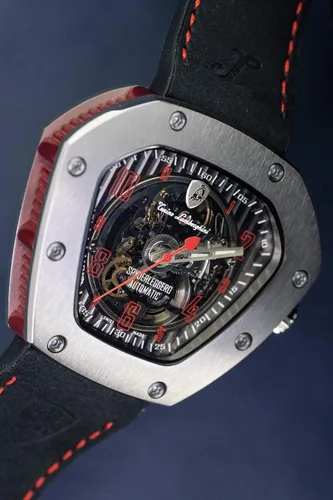 Vista 9 de Tonino Lamborghini Reloj automático Spyderleggero esqueleto rojo titanio TLF-T06-2 Rojo - Reloj de esqueleto