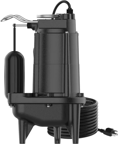 Vista 7 de 1/2HP Bomba de aguas residuales de hierro fundido 115V 6300 GPH Bomba de efluente Negro oscuro