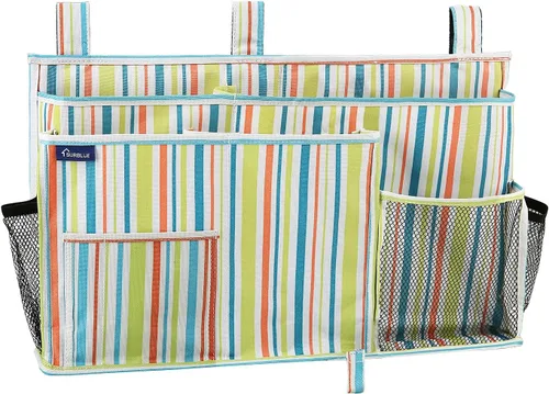 Vista 25 de Surblue Organizador de cama colgante para mesita de noche, bolsa de almacenamiento con bolsillo para literas y camas de hospital, habitaciones