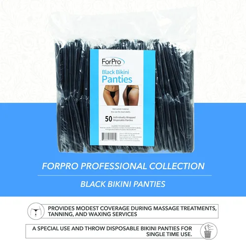 Vista 3 de ForPro Professional Collection Disposable Bikini Panties, Non-Woven Underwear, Individually-Wrapped, One Size Fits Most Negro