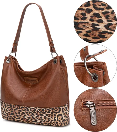 Vista 13 de Wrangler Hobo - Bolsas para mujer de cuero vegano con asa superior, bolsos de hombro y bolsos