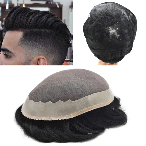 Vista 14 de Toupee - Sistema de reemplazo de cabello humano Remy europeo para hombre, tupé duradero fino mono con revestimiento de poliéster