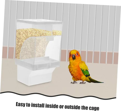 Vista 6 de STOBOK Comedero automático para pájaros sin ensuciar, accesorios para periquitos canarios, cacatúa, pinzón, periquito, semilla, contenedor