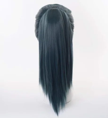 Vista 4 de Cosplay Zenin Maki peluca verde para anime japonés Jujutsu Kaisen peluca de longitud media cola de caballo peluca de Halloween disfraz fiesta peluca