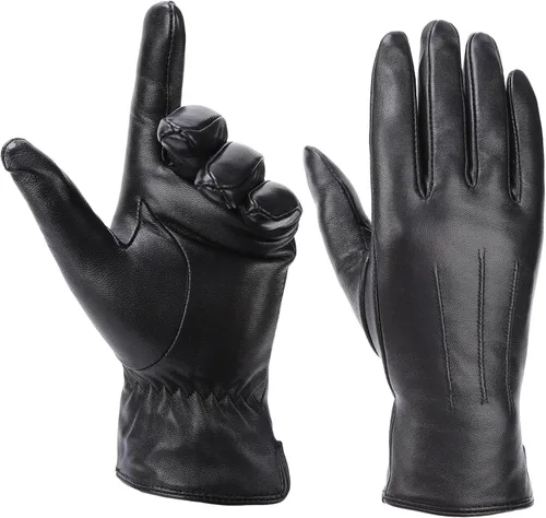Vista 5 de MaxW Women's Sheepskin Leather Gloves for Winter Touchscreen Warm Gloves for Cold Weather
