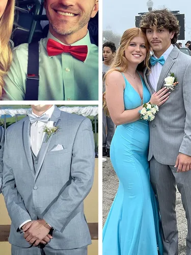 Vista 7 de Alizeal Mini cuadrados de color sólido para hombre, pajaritas preatadas formales, cuadrado de bolsillo, juego de gemelos para boda, fiesta, negocios