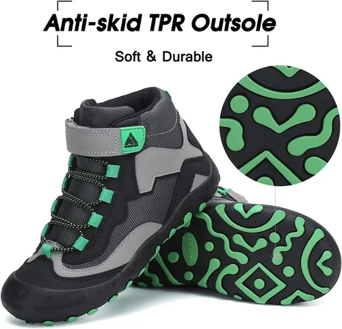 Vista 6 de Mishansha Botas de Senderismo para Niños Pequeños Niñas Niños Zapatos de Senderismo Resistentes al Agua Anti-Colisión Antideslizantes Atléticas
