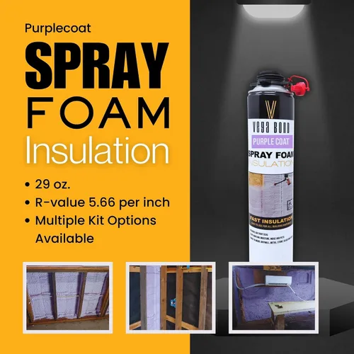Vista 3 de Purplecoat Sistema de espuma de celda cerrada (1 paquete + limpiador) Self Expanding Insulation, R-5.66 Thermal Value, 29 Oz Cans, 20 Board Feet