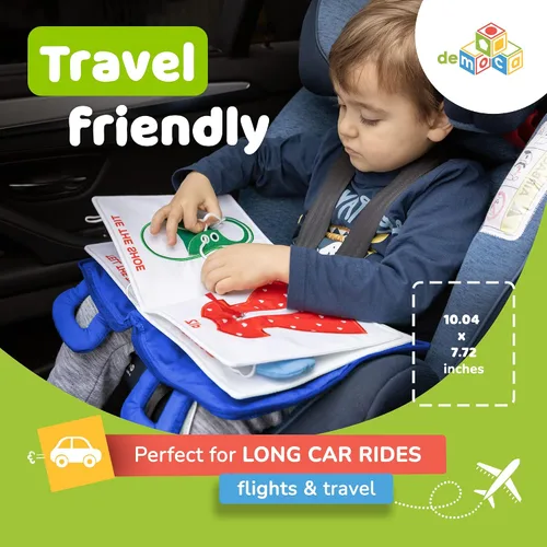 Vista 8 de deMoca - Juguete montessori, libro para bebés - Juguetes para niños pequeños - Juguete de viaje - Juguete educativo con actividades para niños