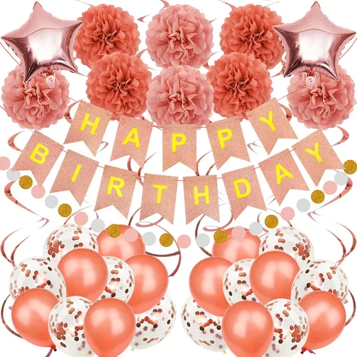 Vista 21 de Decoraciones de fiesta moradas con pancarta, suministros de compromiso, aniversario y cumpleaños para mujeres y niñas Morado