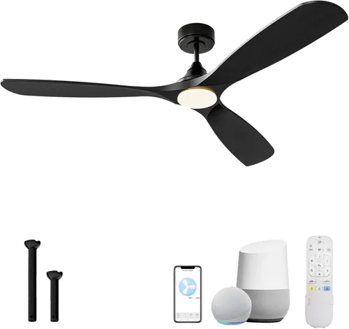 Vista 9 de Ventilador de techo inteligente de 60 pulgadas con luces LED y Negro