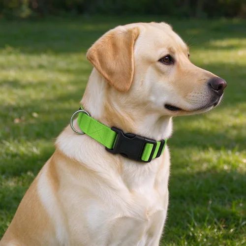 Vista 6 de Collar de perro básico verde con collar transpirable de nailon de liberación rápida para cachorros, perros pequeños, medianos y grandes, niños