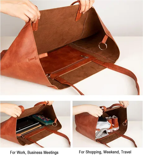 Vista 3 de Leather Tote Bag, Oversized Hobo Bags, Large Tote Bag for Women Work, Vegan Leather Handbags Travel, Tote Bags for School