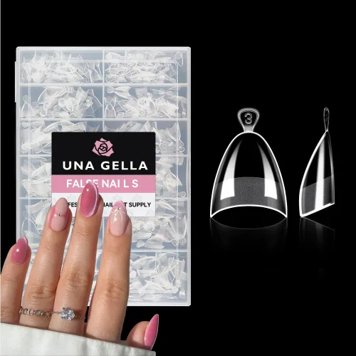Vista 13 de UNA GELLA Puntas de uñas de gel de almendra cortas: 504 puntas de uñas
