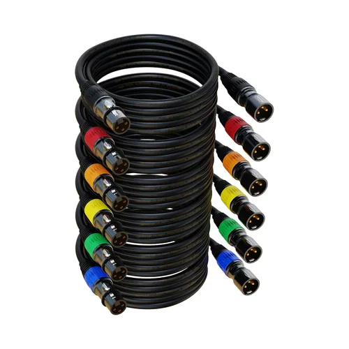 Vista 10 de 25 pies de cable de micrófono XLR 2Pack - 3 pines macho a hembra bañados en oro, compatible con micrófonos, sistemas de altavoces, iluminación