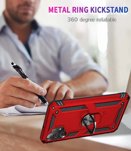 Vista 6 de Funda para Galaxy A32 4G, SM-A325F SM-A325M con protector de pantalla de vidrio templado, [grado militar] [anillo de metal] [soporte magnético]
