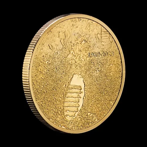 Vista 3 de Moneda Apolo Apolo Aniversario Humanos Primer Aterrizaje Monedas Conmemorativas Oro
