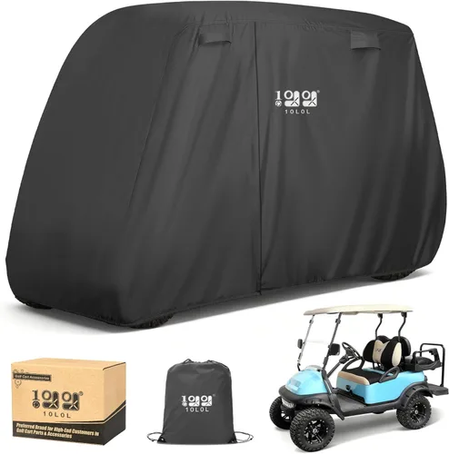 Vista 13 de 10L0L Funda para carrito de golf de 4 pasajeros se adapta a EZGO, Club Car, Yamaha, 400D, impermeable, resistente al viento, resistente al sol