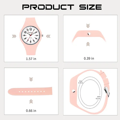 Vista 2 de PINDOWS Women Analog Quartz Wrist Watch with Silicone Strap for Young Women Students Easy Read Waterproof Unisex Luminous Dial