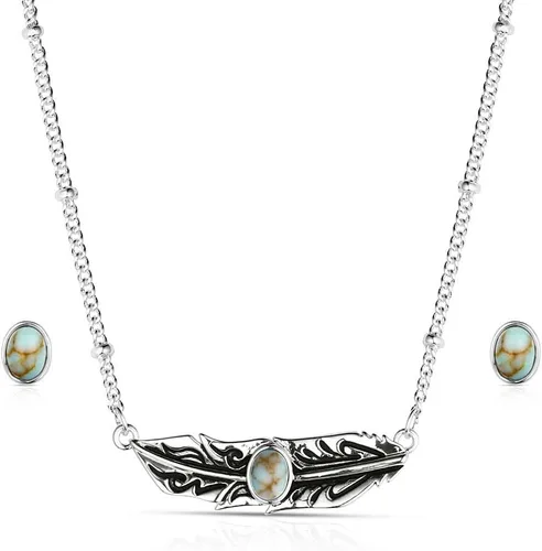 Vista 22 de Montana Silversmiths Conjunto de joyería de estilo occidental con turquesa elaborada a mano: aretes y collar