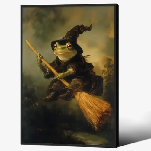 Vista 10 de Lienzo enmarcado negro para pared, póster de Halloween Dark Academia, pintura de gato negro, fantasma en la bañera, imágenes góticas de terror