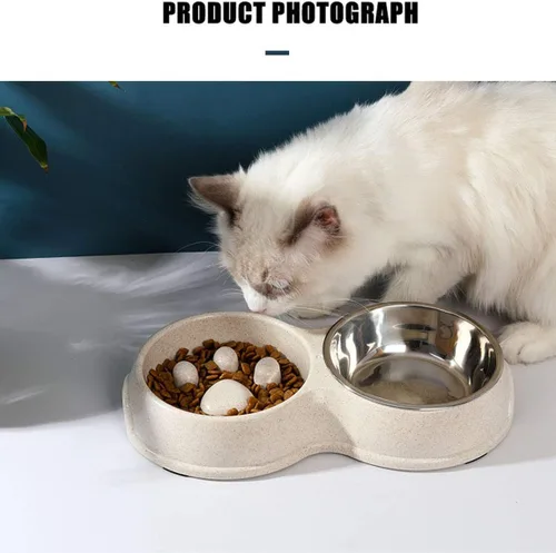 Vista 7 de Tineer Cuenco de acero inoxidable para mascotas de alimentación lenta para Azul