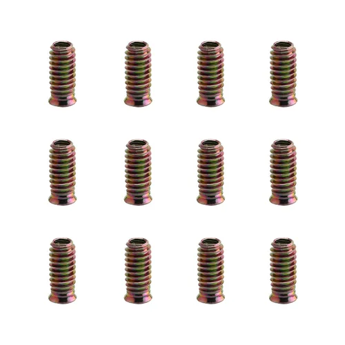 Vista 30 de MroMax 20 piezas de insertos de tuerca para muebles M6x10mm, acero al carbono, zincado, hexagonal interno, tornillo con brida, insertos de madera