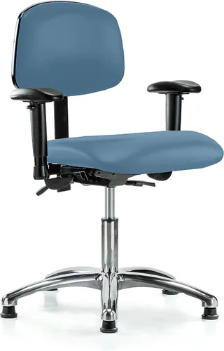 Vista 92 de PERCH - Silla giratoria con ruedas para alfombra o linóleo, cromado, Textil, Tela negra