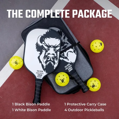 Vista 6 de Bison Paddles: Paletas de pickleball de grafito de carbono, raquetas ligeras de pickleball Núcleo compuesto de panal que mejora la colocación