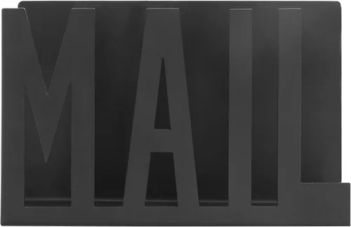 Vista 5 de MyGift Organizador de correo para encimera, moderno, de metal, negro, con diseño de letras de correo recortado, sobre de escritorio de oficina