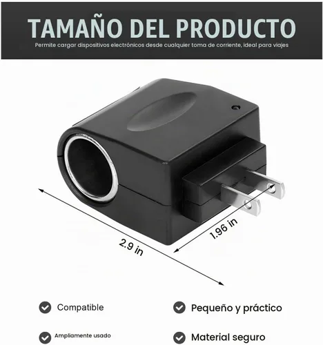 Vista 2 de Convertidor universal de CA a CC, DC 12 V 500 mA para encendedor de cigarrillos de coche, adaptador de enchufe de enchufe de pared para electrónica