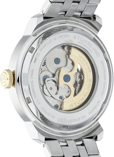 Vista 2 de Stuhrling Original Reloj automático de dos tonos con pantalla analógica Atrium 812.04 para hombre, plateado, Mecánico