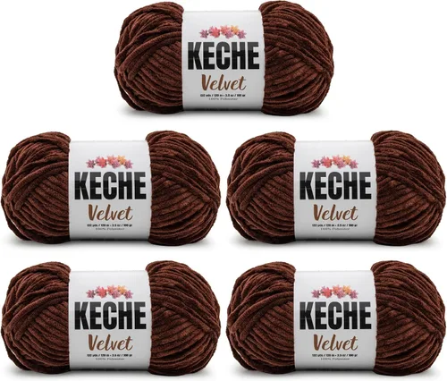Vista 142 de Keche Hilo para ganchillo, hilo de terciopelo, chenilla suave, manta de bebé voluminosa amigurumi Yarn 3.53 oz (132 yardas) - Arona