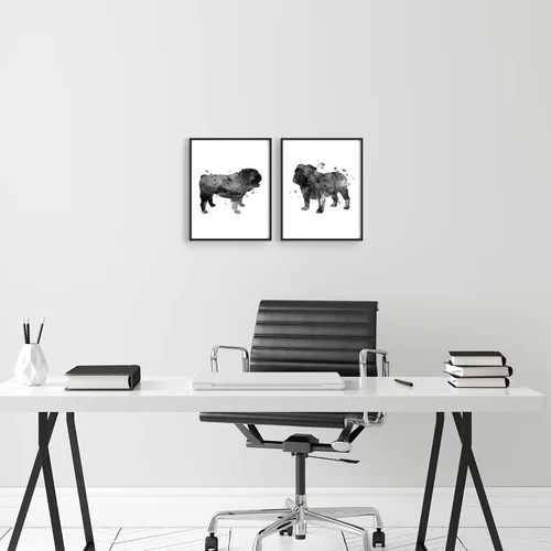 Vista 4 de Summit Designs Impresiones artísticas de pared con diseño de perro y cachorro de bulldog inglés, juego de 2 pósteres sin marco (11 x 14 pulgadas)
