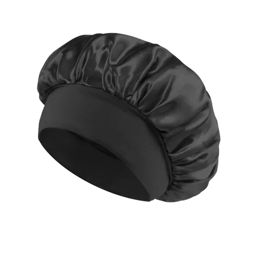 Vista 16 de Gorro de seda blanco para mujeres durmiendo, gorro de seda para dormir, trenzas de cabello rizado, gorra de satén grande para dormir, gorra de noche