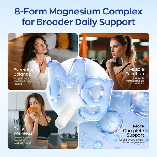 Vista 5 de UBIOSKA Vitamina D3 K2 Suplemento de magnesio – 5000 UI D3 + MK-7 K2 con 8 formas de magnesio (glicinato, taurato, malato) para un sueño tranquilo