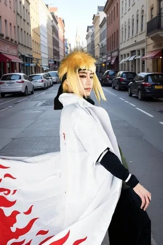 Vista 5 de Im.Create Disfraz de anime, cuarto Hokage, capa de Minato Namikaze, disfraz de cosplay de Halloween (4 hokage blanco, M)