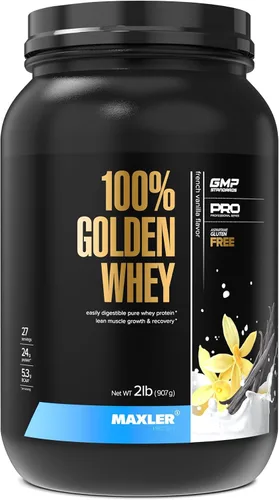 Vista 30 de Maxler Proteína de suero de leche 100% dorada, 0.94 onzas de proteína por porción, proteína de suero en polvo para antes del entrenamiento