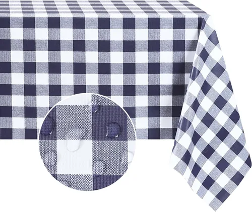 Vista 18 de Romanstile Mantel rectangular de vinilo, 100% impermeable, mantel de plástico a cuadros de búfalo, resistente y lavable para exteriores, campamento