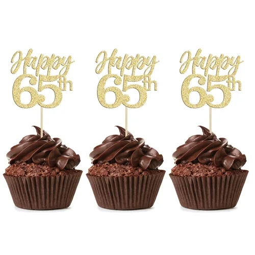 Vista 16 de Gyufise Paquete de 24 adornos dorados para cupcakes número 10 para celebrar cumpleaños de 10 años, bodas, aniversarios, fiestas, suministros