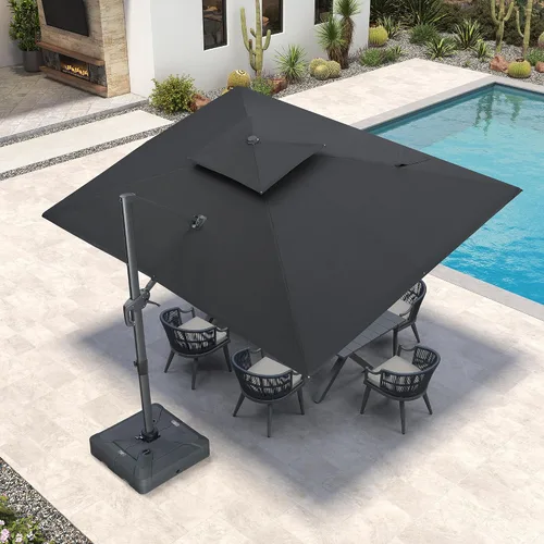 Vista 58 de PURPLE LEAF Sombrilla de Patio Voladiza de 10' x 13' para Exteriores con Base de 330 libras, Sombrilla Rectangular Grande Resistente al Viento