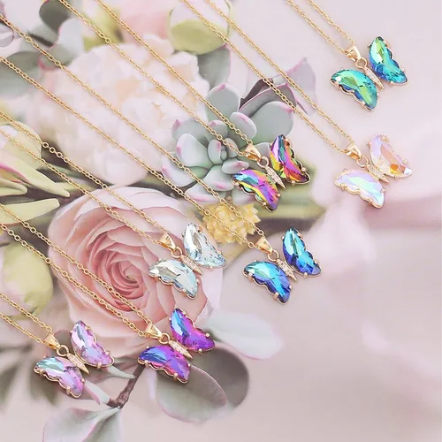 Vista 8 de Collar de mariposa para mujeres y niñas, minimalistas con circonitas cúbicas y dije de mariposa, gargantilla, lindo juego de joyería de mariposa