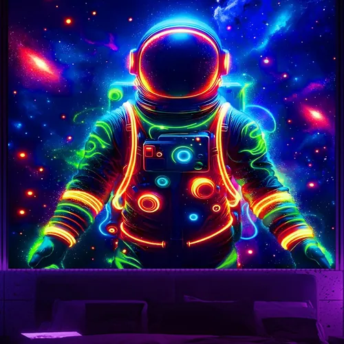 Vista 12 de Apdidl Tapiz estrellado de galaxia forestal para techo de dormitorio, espacio azul, cielo estrellado, luna, estrellas, tapiz estético, telón