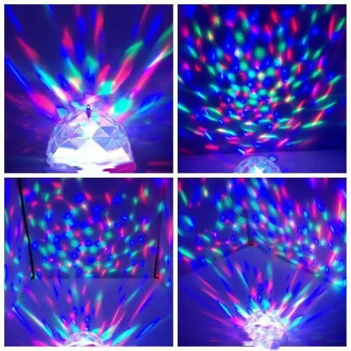 Vista 5 de 1 paquete de bombilla LED giratoria de color E26, bombillas LED para fiestas, luces de escenario multi cristal para discoteca, bombilla